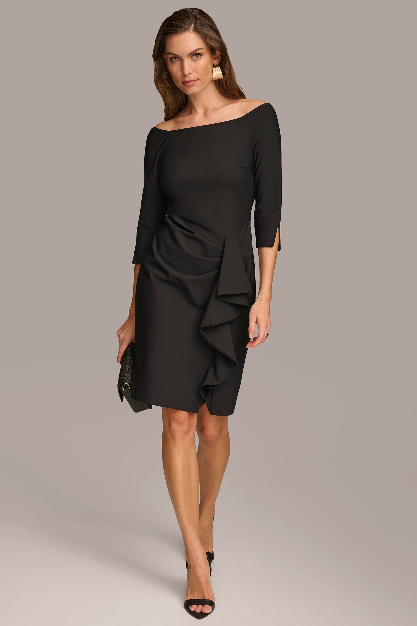 (image for) CUTE BOAT NECK SIDE DRAPE DRESS